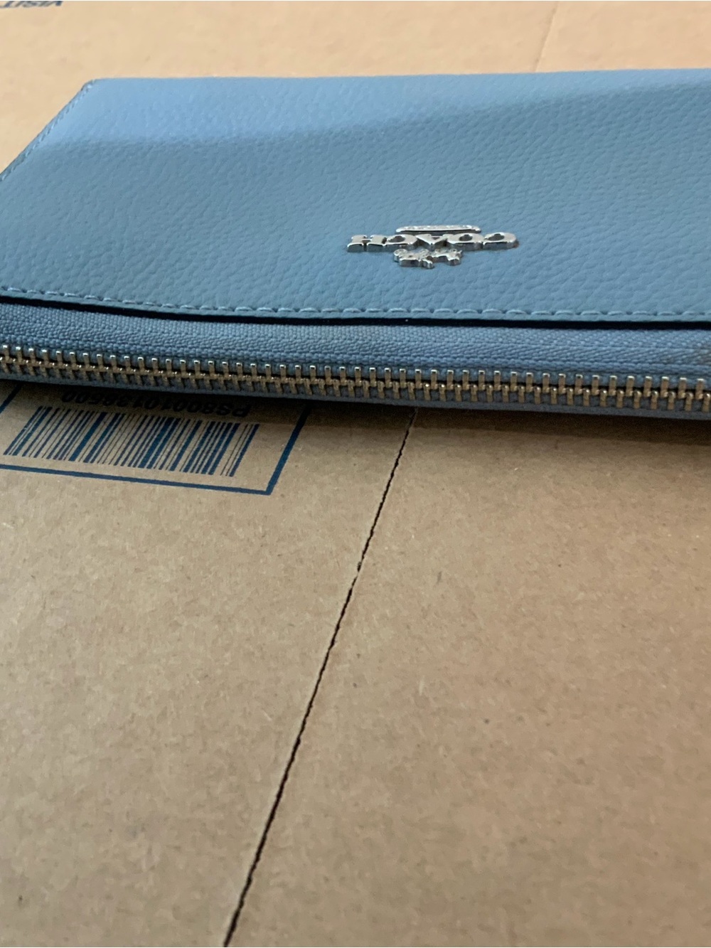 Coach Pebbled Leather Zip Wallet in Dusty Blue - Picture 4 of 6